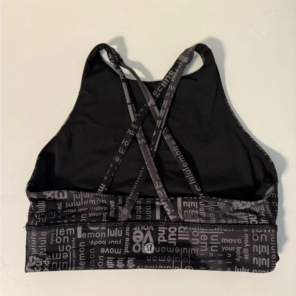 Lululemon Energy High-Neck Longline Bra Medium Support Ombre Black Multi size 8